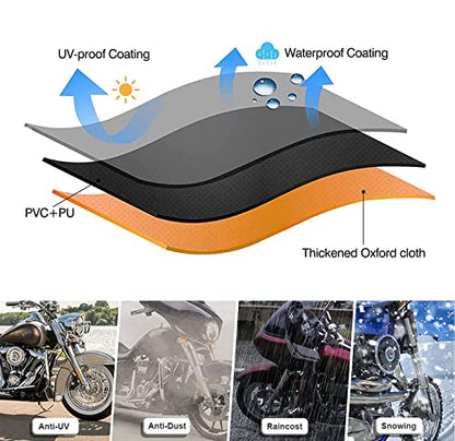 Comnova Motorcycle Cover 104 Inch, 600D Universal Motorcycles Cover Waterproof with Lock-Holes All Season, Large Motorbike Vehicle Scooter Cover for Harley Davidson, Honda, Suzuki, Kawasaki, Yamaha - size: Premium - 104 Inch
