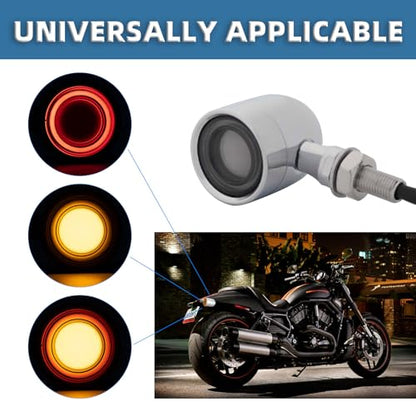 Motorcycle Rear Turn Signals LED Brake Tail Lights 2 Pack, 40 Leds Retro Round Taillight Blinkers, Universal Fit Harley Davidson Bobber Copper Honda Kawasaki Suzuki Triumph (Chrome) - color: 2051-rear-chrome