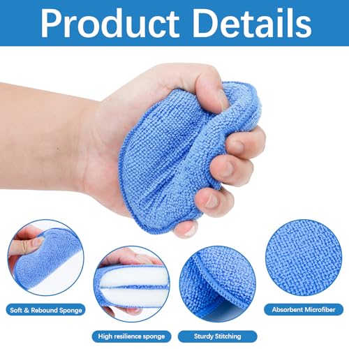 18 Pack Car Wax Applicator Pad 5 Inch, Foam Microfiber Applicator Pad for Car Buffing, Detail Polishing, Tire Shine Applicator, Cleaning and Fine Polishing