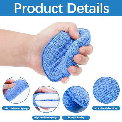 18 Pack Car Wax Applicator Pad 5 Inch, Foam Microfiber Applicator Pad for Car Buffing, Detail Polishing, Tire Shine Applicator, Cleaning and Fine Polishing