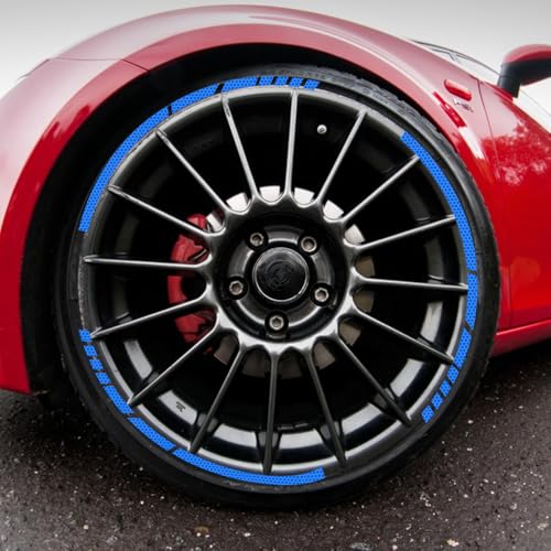 12PCS Reflective Car Wheel Stickers, Night Safety Warning Bicycle Stickers, Anti-Scratch Reflective Rim Decals for Car Motorcycle Cycling Bike (Blue) - color: Blue