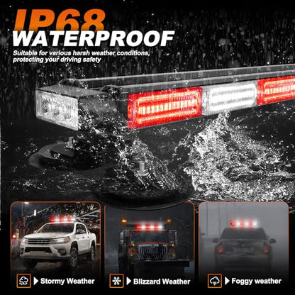 ASPL 26inch 126 LED Emergency Rooftop Strobe Lights Bar w/Controller Double Side Warning Hazard Snow Plow Flashing Light Traffic Advisor Safety Light for Work Trucks Vehicles Tow Pickup(Red/White) - color: Red/White
