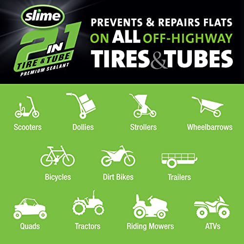 Slime 10194-6PK 2-in-1 Tire & Tube Sealant Puncture Repair Sealant, Premium, Prevent and Repair, Suitable for All Off-Highway Tires and Tubes, Non-Toxic, Eco-Friendly, 6 x 32 oz Bottles - style: 32 oz - 6pk
