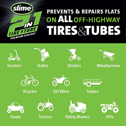 Slime 10193-6PK 2-in-1 Tire and Tube Sealant Puncture Repair Sealant, Premium, Prevent and Repair, Suitable for Non-Highway Tires and Tubes, Non-Toxic, Eco-Friendly, 6 x 16oz Bottles - style: 16 oz - 6pk
