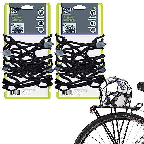 Small Cargo Net by Delta Cycle (2-Pack) - Expandable Bungee Net with Hooks Stretches to 22" x 22" - Bike Cargo Net Keeps Your Gear Tightly in Place for Bikes & Kayaks - style: 2-Pack Cargo Net