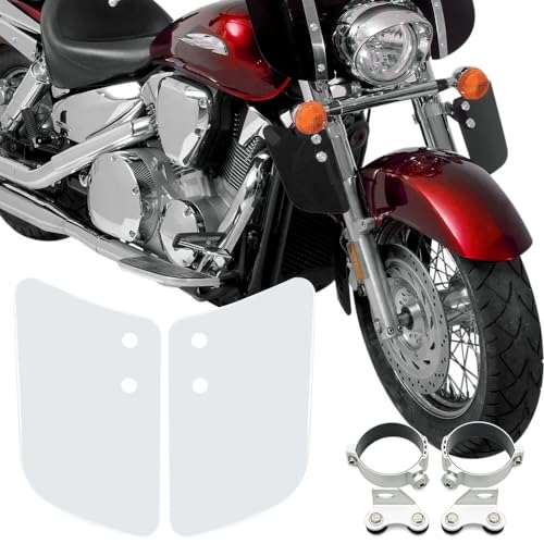 Motorcycle Front Fork Lower Small Wind Deflectors & Hardware Mounting Clamps fits for Harley Honda Yamaha Kawasaki Suzuki (Clear) - color: Clear