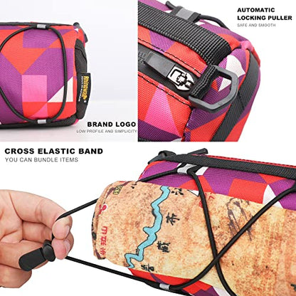 Rhinowalk Bike Handlebar Bag, Bicycle Front Bag Shoulder Bag Storage Bag with Shoulder Strap for Road Mountain Bike Cycling Travel - color: camouflage red