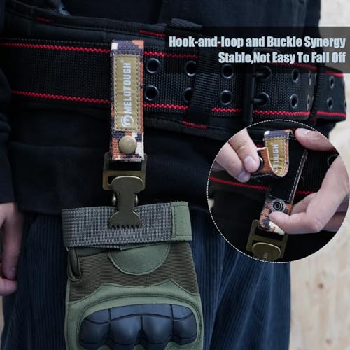 MELOTOUGH Glove Clip Tactical Glove Clips Work Glove Holders Strap with Alligator Clip for Tool Belt,Tool Bag,Tool Backpack - color: Khaki Camo