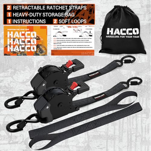 Retractable Ratchet Straps 1763lbs Break Strength Self Retracting Ratchet Straps Auto Ratchet Tie Down Straps with Soft Loop for Truck Motorcycle Cargo (Retractable, 15FT)
