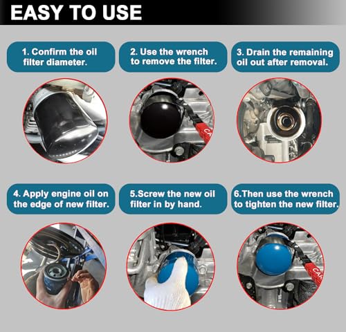 Large Oil Filter Wrench, Oil Filter Removal Tool Fits Filter from 4-5/16" to 4-15/16" for Oil Change