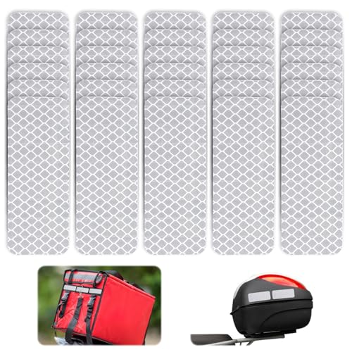 30 PCS Reflector Stickers, Reflective Stickers for Helmet Self-Adhesive Bike Reflectors Reflective Tape Outdoor Waterproof for Outdoor Use on Truck/Car/Motorcycle/Clothing/Helmet 1.18" X 3.15" White