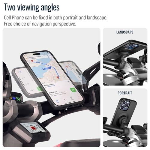 sincetop Bike Phone Mount,Motorcycle Phone Holder with Universal Adapter,Out Front Bicycle Handlebar Mount for Mountain Road EBike,Scooter,Moto,MTB,Quick Release Attach/Detach【Series C - 2nd Gen】 - color: 【2nd Gen】Handlebar Mount-Black