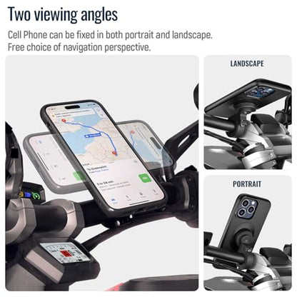 sincetop Bike Phone Mount,Motorcycle Phone Holder with Universal Adapter,Out Front Bicycle Handlebar Mount for Mountain Road EBike,Scooter,Moto,MTB,Quick Release Attach/Detach【Series C - 2nd Gen】 - color: 【2nd Gen】Handlebar Mount-Black