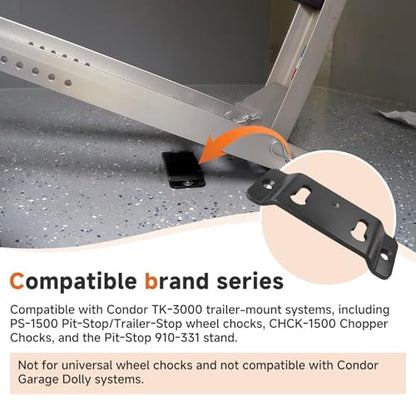 TK-3000 Trailer-Stop Adapter Kit, Compatible with Condor Pit-Stop/Trailer-Stop Wheel Chocks, Quick-Connect Floor Mount Bracket for PS-1500, CHCK-1500, 910-331, Heavy-Duty Steel Base