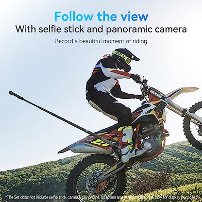 Dual-Ball Clamp Mount + Adapter for GoPro Insta360 + Phone Clip, Bike Motorcycle Handlebar Extension Stick Pole Holder Attach Accessories for Go Pro Max Hero 13 12 11 10Insta 360 X5 Go3 DJI Action 4