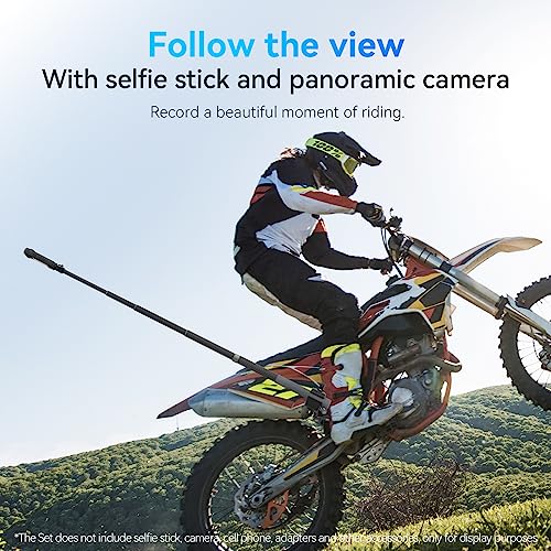TELESIN 360 Dual Ball Clamp Mount, Bike Bicycle Motorcycle Handlebar Stick Pole Mount Holder Accessories for DJI Action 6/5/4/3, GoPro Mission 1 PRO, Hero 13 12, Insta360 Luna Ultra 360 X5, Xtra Muse - color: Metal Dual Ball