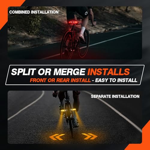 Upgrade Bike Tail Light with Projection USB Rechargeable Bike Turn Signals 150 Lumen Ultra Bright Turn Signals for Bicycle with Alarm Horn Bicycle Rear Light for Night Riding, 5 Mode