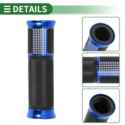 7/8" 22mm 15/16" 24mm Motorcycle Hand Grips Cover Kit Aluminum Alloy Handlebar End Grips Blue - color: Blue