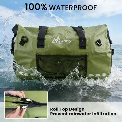 60L Waterproof Duffel Bag - Large Motorcycle Dry Bag Backpack, Roll Top Heavy Duty Travel Bag with Shoulder Straps for Riding, Kayaking, Camping & Travel