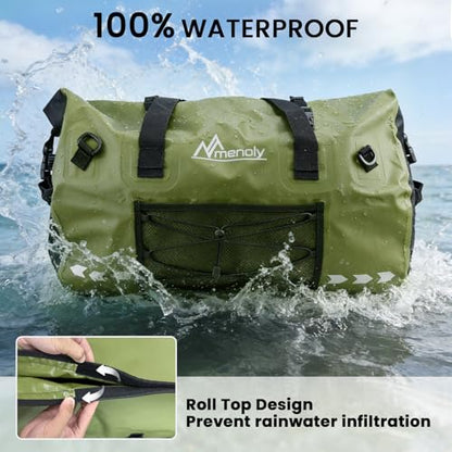 60L Waterproof Duffel Bag - Large Motorcycle Dry Bag Backpack, Roll Top Heavy Duty Travel Bag with Shoulder Straps for Riding, Kayaking, Camping & Travel