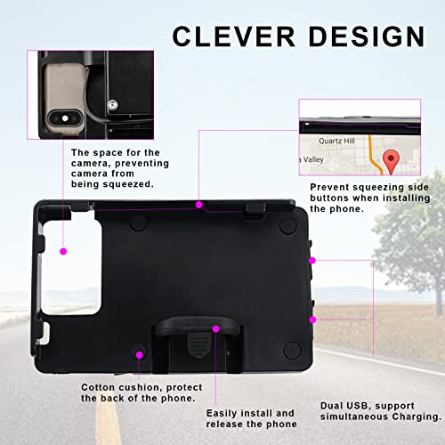 MDPROMCP R1200GS Motorcycle Phone Holder with Double USB Charger Mobile Phone Mount GPS Navigation Bracket Compatible with F700GS F800GS R1200GS R1250GS CRF1000L Africa Twin 12MM Roll Bar