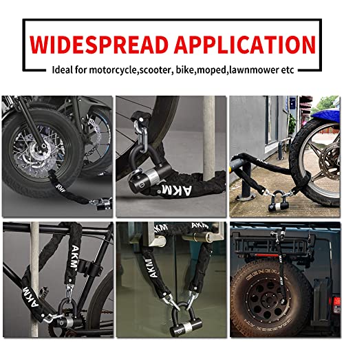AKM Bike Lock Chain Lock 120cm/4ft Heavy Duty Durable 10mm Thick Ring Anti-Theft Bicycle Chain Lock with 4Keys Security 16mm U Lock Disc Lock for Bicycle,Moped,Scooter,Motorcycle - size: 4ft/120cm x 10mm Diameter Chain with Lock