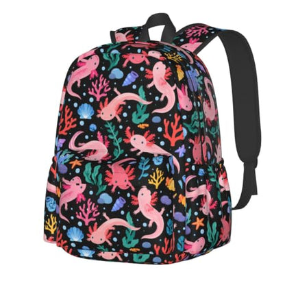 Axolotl Backpack Bookbag Laptop Backpacks Multipurpose Daypack for Boys Girls School Men Women Travel Hiking - color: Axolotl