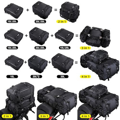 Waterproof Motorcycle Tail Bag 10L Motorbike Rear Rack Storage Bag Saddle Pannier for Touring Adventure Commuting Black - size: 10L