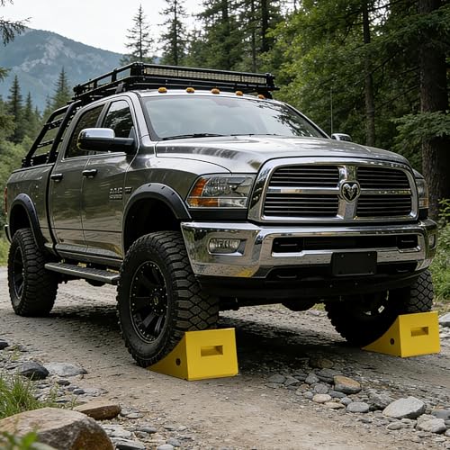 Yescom PU Wheel Chocks for Wheel Under 35" with 5ft Rope, 66,000 lbs Heavy Duty Capacity, Lightweight Car Chocks for Off-Road Car, Full-Size Pickup, Heavy-Duty Trucks - size: for Wheel under 35", 2Pack