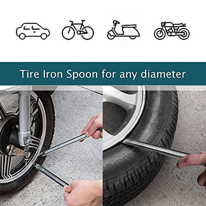 2pc Tire Iron Motorcycle Tire Spoons Levers Tire Changer Spoons Dirtbike Tire Changing Tools Set Remover Heavy Duty Steel Tyre Removal Tool Spoon for Dirt Bike Scooter Bicycle Mower (11.7 inch)