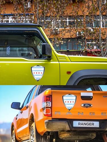 Chicago Flag Decal Sticker - Chicago City Flags Shield Shape Reflective Vinyl Car Stickers - for Car Window Bumper Laptop Waterproof Sticker (5Pcs) - color: Chicago