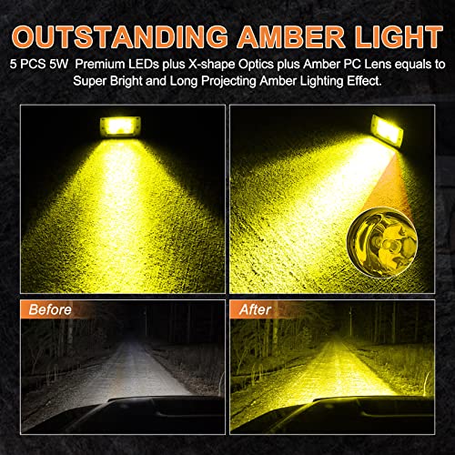 Amber LED Pods, RFROAD LIGHTING 2PCS 3Inch 100W Yellow Fog Lights Square Spot Beam LED Cubes for Truck Pickup Offroad Motorcycle UTV ATV SUV Front Bumper - size: 3 Inch Amber Spot Light