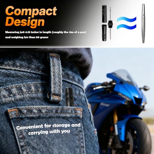 New Tire Repair Kits with 5 Tire Plugs,Dual-Ended Tubeless Bike Tires Repair Kit with Reamer & Insertion Fork,Portable Flat Tires Repairs Kit for Mountain Road Bicycle/Autos