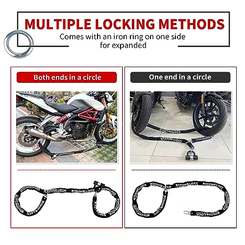 AKM Motorcycle Lock 10ft/300cmx10mm Thick Anti-Theft Heavy Duty Chain Locks with 4 Keys Security 16mm U Lock Disc Lock,Super Long Durable Bike Chain Lock for Motorcycles,Containers,Trailers - size: 10ft/300cm x 10mm Diameter Chain with Lock