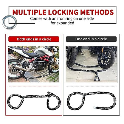 AKM Motorcycle Lock 10ft/300cmx10mm Thick Anti-Theft Heavy Duty Chain Locks with 4 Keys Security 16mm U Lock Disc Lock,Super Long Durable Bike Chain Lock for Motorcycles,Containers,Trailers - size: 10ft/300cm x 10mm Diameter Chain with Lock