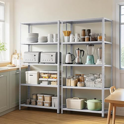 2500 LBS Capacity Heavy Duty Steel Shelving Unit, 5-Tier Garage Storage Shelves for Pantry, Basement, Kitchen, Laundry, Bathroom - Adjustable Metal Rack, 36 x 12 x 68 Inches - size: 68"D x 35.4"W x 12"H-Silver