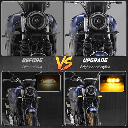 NTHREEAUTO Motorcycle LED Turn Signal Light Universal Front Rear Turn Signals Sequential Amber Blinkers Compatible with Motorbike Scooter Quad Cruiser Off Road Touring - 4PCS