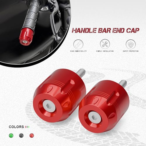 Motorcycle Bar Ends Plug For GSXR600 GSXR750 GSXR1000 R7 R6 R3 R9 R1 CBR650R CBR600RR CBR1000RR CRF1000L CBR600 F1/F2/F3/F4 MT07 MT09 RSV4 RS660 14-22mm CNC Handlebar Bar End Plugs Caps - color: Red