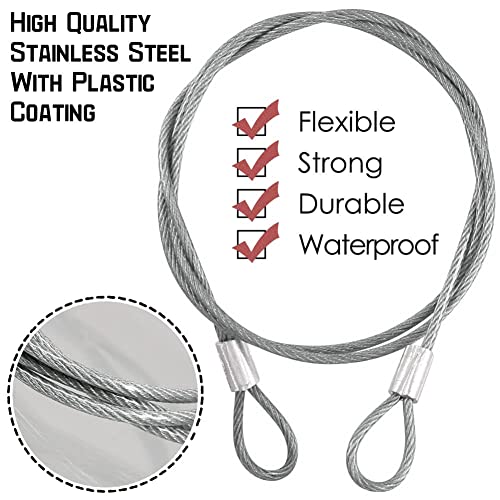 20 Pack Safety Stainless Steel Tethers,Coated Security Tether Lanyard Kit Cable Wire Compatible with Sporting Camera All Editions,Action Camera Series Devices and Other Applicable Equipment, Silver - color: Silver