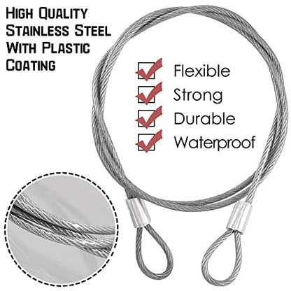 20 Pack Safety Stainless Steel Tethers,Coated Security Tether Lanyard Kit Cable Wire Compatible with Sporting Camera All Editions,Action Camera Series Devices and Other Applicable Equipment, Silver - color: Silver