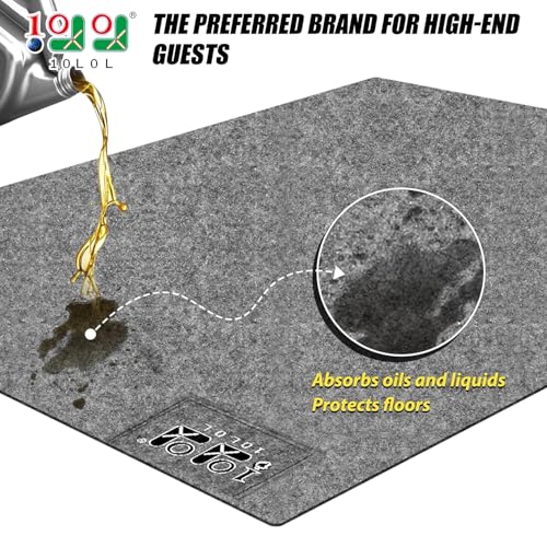 10L0L Golf Cart Premium Garage Floor Mat-Waterproof Anti-Slip Thickened Mat for Golf Cart Motorcycle Mower ATV UTV Parking Mat-106in x 59in - color: Gray