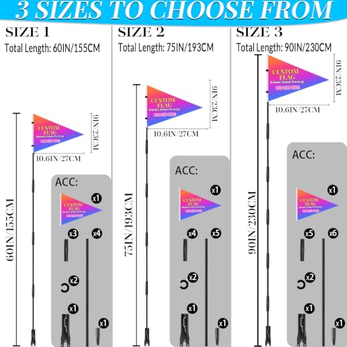 Personalized Bike Safety Flag with Pole - 6-Foot Adjustable Pole, Custom Safety Flag for Kids, Bicycles and Golf Carts (Triangular flag 1-1PC) - color: Triangular flag 1 - 1PC