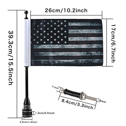 Motorcycle Flagpole Mount with Pirate Safety Flag for Harley Honda Goldwing CB VTX CBR Yamaha - Fits 1/2" Round Luggage Rack - color: Pirate Safety Flag