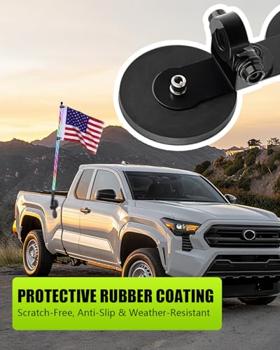 Strong Magnetic Whip Light Mount Bracket,No-Drill Universal Suction Base Holder for LED Whip Lights,Flagpole,CB Antenna for Off-Road Roof/Side/Rear Mount 1PC