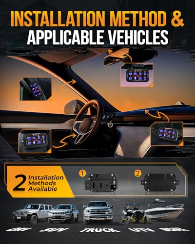 Auxbeam 8 Gang Switch Panel BB80 Universal Circuit Control Relay System Automatic Dimmable LED Switch Control Panel Switch Pod Touch Switch Box for Car Truck Offroad ATV SUV - Blue, 3 Years Warranty - size: 8 Gang (Both-Sided Output), style: Blue (Without