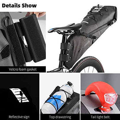 ROCKBROS Bikepacking Bag Waterproof Bike Saddle Bag Large Capacity Bikepacking Seat Bag Road Mountain Bike Seat Bag Max 14L - color: Max 14L