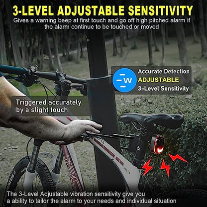 PADONOW Alarm Bike Tail Light: Wireless Remote Bicycle Rear Light USB-C Rechargeable Smart Motion Anti Theft Taillight with Loud Horn Red Led Flashing Lights Waterproof High Lumen Cycling Back Light