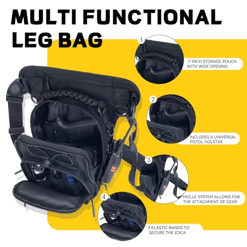 Tactical Drop Leg Bag with Concealed Carry Holster Motorcycle Thigh Pouch for Outdoor, Hiking & EDC Gear, Black - color: Black