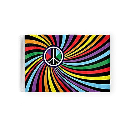 AGAS Peace Swirl Rainbow Motorcycle Flag 6x9 inch - Double-Layered Printed 2-Ply Durable Knitted Polyester - 0.75 inch Sleeve- Fits on 3/8" Mount Pole - color: 6x9 inch Motorcycle