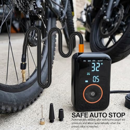 Tire Inflator Portable Air Compressor Heavy Duty 150PSI Faster Inflation Power Bank with Digital Gauge Pre-Set Auto Shut-Off LED flashing Lights Cordless Air Pump for Car Motorcycle, Bike, Balls